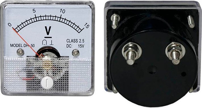 Voltmetër paneli analog, 15V DC, i bardhë