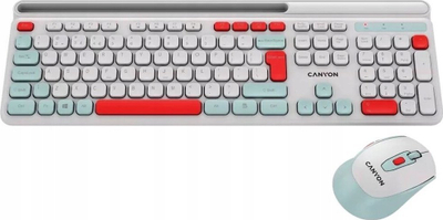 Set tastiere dhe mi CANYON HSET-W5, wireless 2.4 GHz, 105 taste, i bardhë