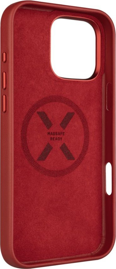 Mbulesë telefoni FIXED MagLeather për iPhone 16 Pro Max, lëkurë, MagSafe, e kuqe