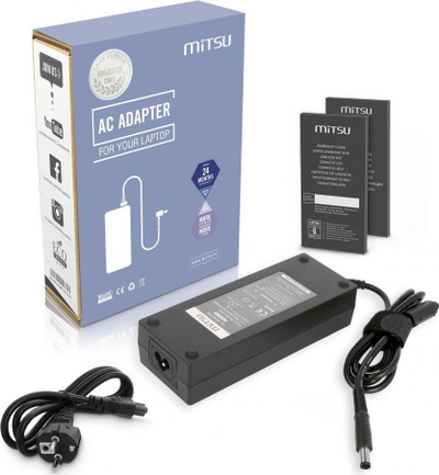 Adapter karikimi për laptop Mitsu 130W, 19.5V 6.7A, pin 7.4x5.0 mm, i zi