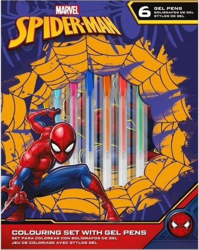 Set shkrimi Marvel Spiderman Kids Licensing, 6 stilolapsa me xhel, shumëngjyrësh