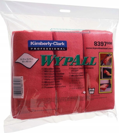 Peshqir mikrofiber Kimberly Clark WypAll 8397, 40 x 40 cm, paketë me 6 copa, i kuq