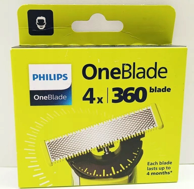 Tehe zëvendsuese Philips OneBlade 360, set me 4 copa, lime green charcoal grey