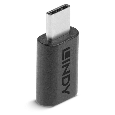 Adapter USB Lindy USB 3.2 Type C në Type C, i zi