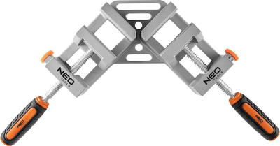 Kapës këndor i dyfishtë Neo Tools Corner Clamp, alumini, dorez ergonomike, gri