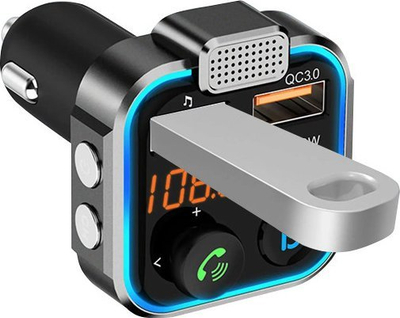 Transmetues FM për makinë Ecobox P5, Bluetooth 5.3, 2xUSB Type-C 20W, i zi