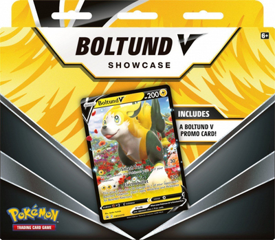 Set letra Pokémon TCG Boltund V Showcase, kartë promo foil, 3 booster packs, shumëngjyrëshe