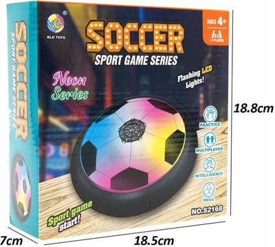 Top futbolli me ajër BLD Toys Neon Series, 18 cm, LED, i zi bardhë
