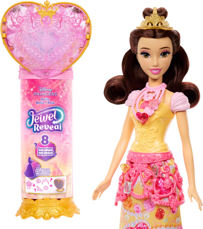Kukull Disney Princess Belle Jewel Reveal, me aksesorë, fustan me xhevahirë, shumëngjyrëshe