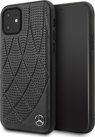 Mbulesë lëkure Mercedes-Benz për iPhone 12 Mini, kapak mbrapa, e zezë