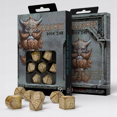 Set zare RPG Q-Workshop Dwarven Gold, poliedrale, ngjyrë ari