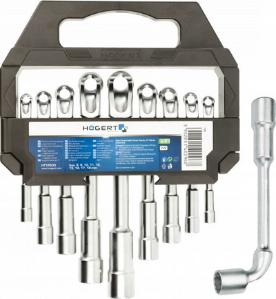 Set çelësa tubor L Högert HT1R500, 9 copë, 8-19 mm, ngjyrë argjend