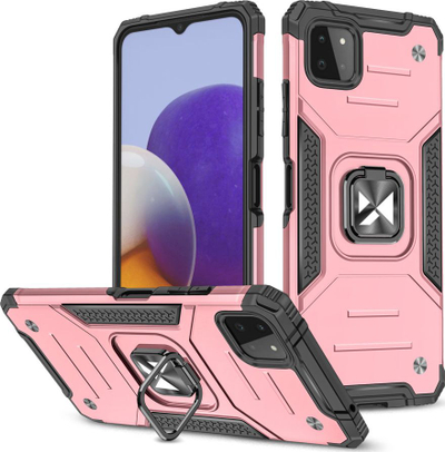 Kapak telefoni Wozinsky Ring Armor për Samsung Galaxy A22 4G, me unazë magnetike, rozë me të zezë
