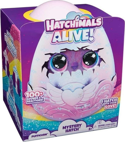 Lodër interaktive Hatchimals Mystery Pufficorn, me drita edhe zë, vezë surprizë shumëngjyrëshe