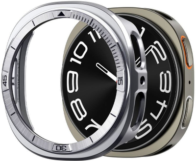 Kornizë mbrojtëse Displex Spigen Bezel Tune Pro Pilot për Samsung Galaxy Watch8 44mm, çelik inox, ngjyrë argjendi