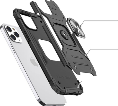 Маска Wozinsky Ring Armor за iPhone 13, магнетска држачка, прстен држач, црна