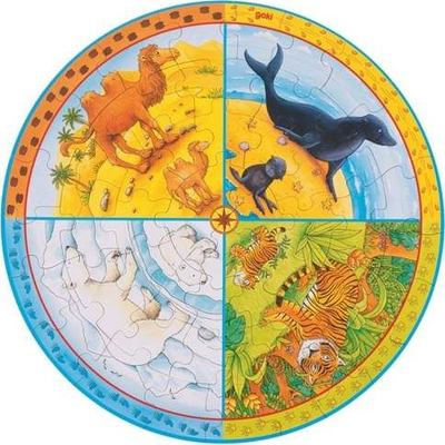Puzzle druri me kafshë për fëmijë Goki Montessori toy, XXL, 49 pjesë, shumëngjyrësh