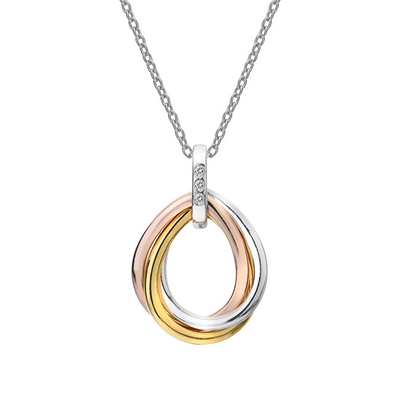 Qafore për femra Hot Diamonds Trio Teardrop RG DP780, 45cm, e argjendtë