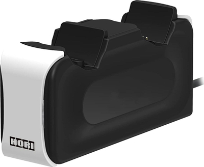 Stacion karikimi Hori Dual Charging Station për leva PS5 DualSense, mban në karikim 2 leva, bardh e zi