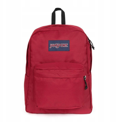 Ранец Jansport Superbreak One, една главна преграда, преден џеб со патент, црвен