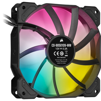 Set me ventilatorë CORSAIR iCUE SP120 RGB ELITE, 120mm, PWM, 1500 RPM, ngjyrë e zezë