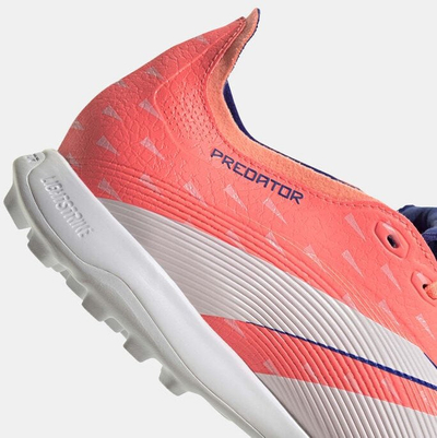 Këpucë futbolli Adidas Predator League me kapak lidhësesh, për bar sintetik, me jastëk Lightstrike, portokalli