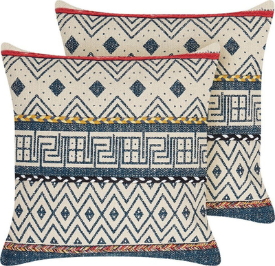Jastëkë dekorativ Beliani SOUK, set 2 copë, pambuk 50x50cm, shumëngjyrësh