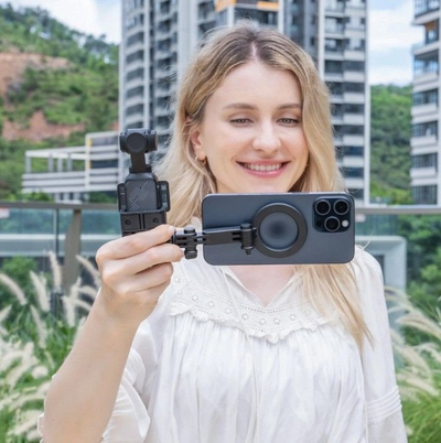 Mbajtëse magnetike MagSafe JJC EA-OP3MS për iPhone dhe DJI Osmo Pocket 3, plastike, e zezë