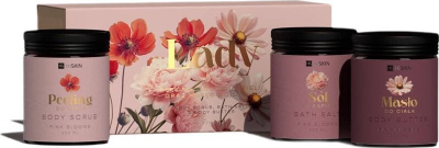 Сет за нега на тело HiSkin Lady Flowers, пилинг 200 ml, бањска сол 200 ml, путер за тело 200 ml