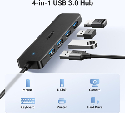 Hub USB UGREEN me 4 porta, USB 3.0, kabllo 1 m, i zi