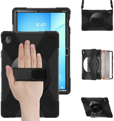 Kopertinë tablet eStuff eSTUFF Defender Austin, për Galaxy Tab S10 FE+, me rrip dhe mbajtës, e zezë
