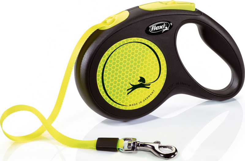 Rrip Flexi Neon Tape, për qen, 5 m, i verdhë/zi