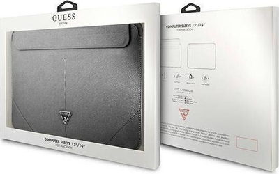 Futrollë Guess Sleeve GUCS14PSATLG për laptop 13-14", lëkurë Saffiano, ngjyrë argjendtë