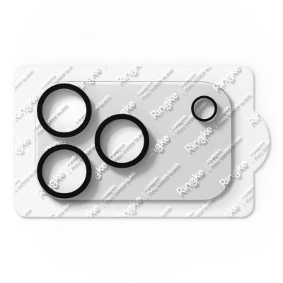 Mbrojtës kamere Ringke Full Cover, xham i temperum, 2 copë, për iPhone 17 Pro, i zi