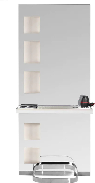 Фризерска конзола Gabbiano B058 Pearl, интегрирано огледало, модерен дизајн, бисерно бела