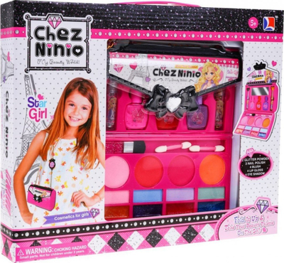 Set lodër make up Chez Ninio Star Girl, me çantë shpatulle, për fëmijë 5+, rozë