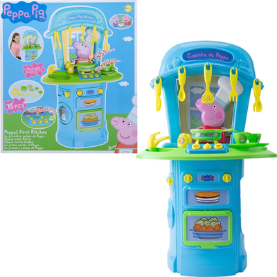 Kuzhinë lodër Peppa Pig My First Kitchen, 15 pjesë, me zë e drita, blu jeshile