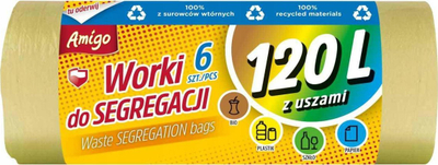 Thasë plehrash Amigo Sorting, 120L, me veshë, të verdhë