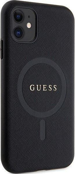Kopertinë Guess GUHMN61PSAHMCK për iPhone 11 XR, Saffiano, MagSafe, e zezë
