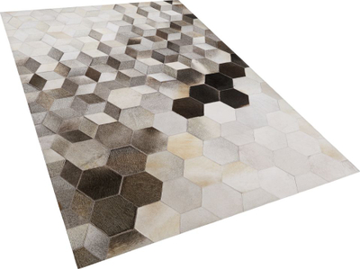 Tapet Beliani SASON, lëkurë lopë, 140x200 cm, gri multicolor