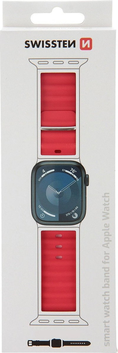 Ремче Swissten Silicone за Apple Watch, 42/44/45/49 mm, силикон, црвено