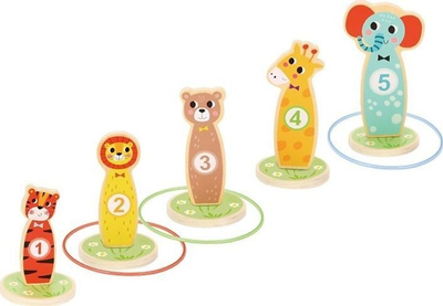 Loje hedhje unazash Tooky Toy T401, druri, 15 pjesë, shumëngjyrëshe