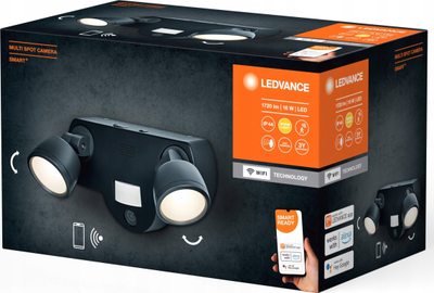 Aplikë murale LEDVANCE SMART+ Multispot Camera, WiFi, me sensor lëvizjeje, gri e errët