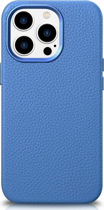 Kapak telefoni iCarer Litchi nga lëkurë e mirë, për iPhone 14 Pro Max, me MagSafe, blu e hapur