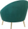 Karrige kolltuk LANGA Velvet Accent Chair, kadife, këmbë metali me ngjyrë ari, smerald