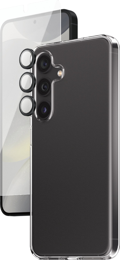 Set mbrojtës telefoni PanzerGlass SAFE 3 në 1, për Samsung Galaxy S24, xham ekrani, maskë edhe mbrojtës kamere, transparent
