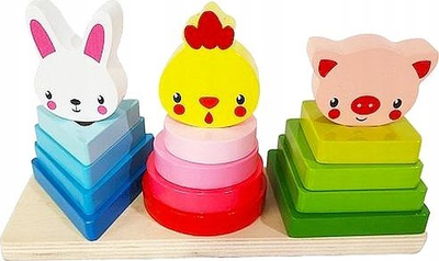 Puzzle druri Smily Play Wooden Puzzle Animals, edukativ, shumëngjyrësh