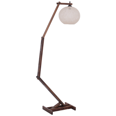 Llambadar dyshemeje HM7701.01, dru arre, abazhur sferik litar, beige