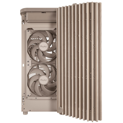 Kutia PC ASUS ProArt PA401 Wood Edition, mid tower, panel mesh, bezhë