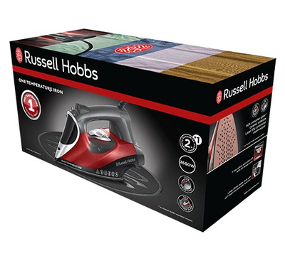 Hekur me avull Russell Hobbs One Temperature 25090-56, teknologji One Temperature, taban i lëmuar, i kuq